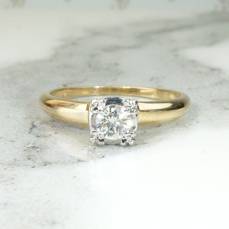 Elegant Two-Tone Diamond Solitaire Engagement Ring