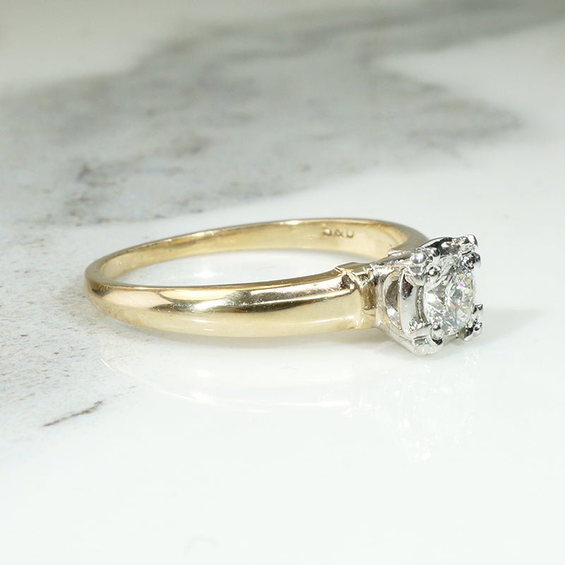 Elegant Two-Tone Diamond Solitaire Engagement Ring