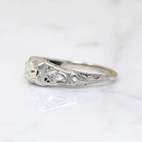 Dazzling Yellow Old Mine Cut Diamond Deco Engagement Ring