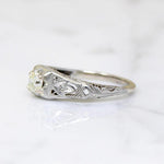 Dazzling Yellow Old Mine Cut Diamond Deco Engagement Ring
