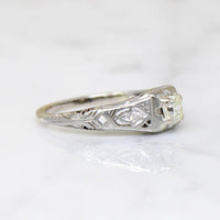 Dazzling Yellow Old Mine Cut Diamond Deco Engagement Ring