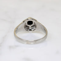 Stylish Art Deco Onyx & Engraved White Gold Ring