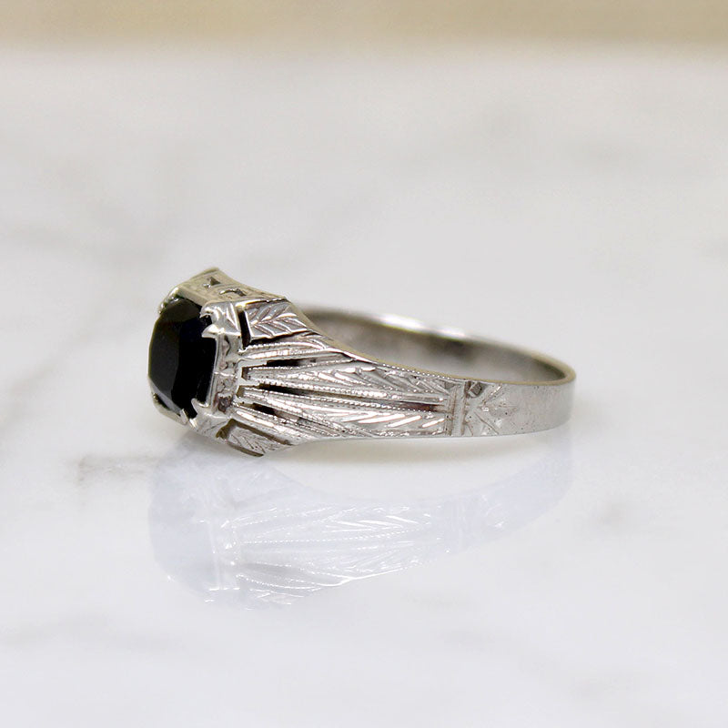 Handsome Onyx & White Gold Art Deco Ring