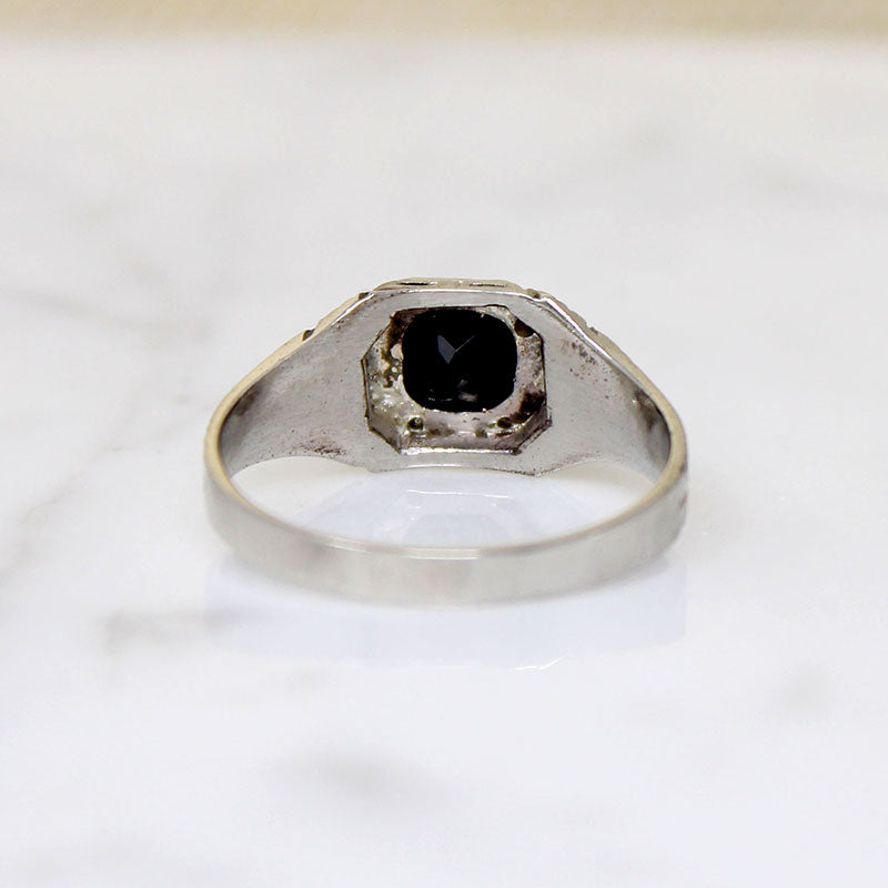 Handsome Onyx & White Gold Art Deco Ring
