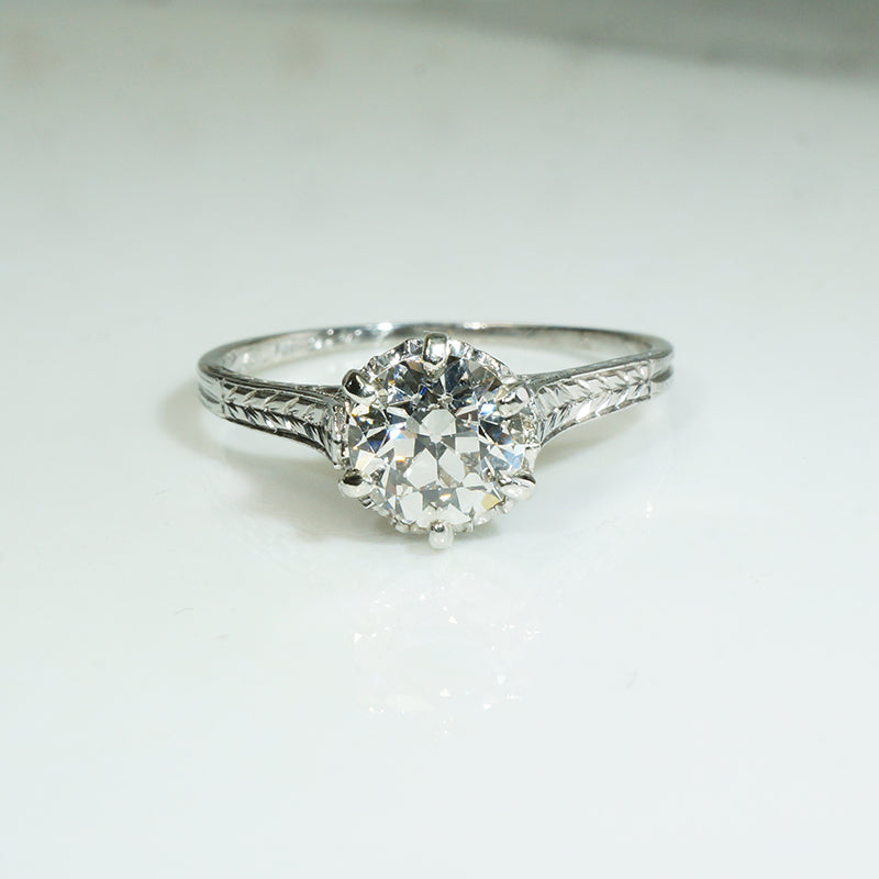 Enchanting Old European Cut Diamond in Platinum Solitaire