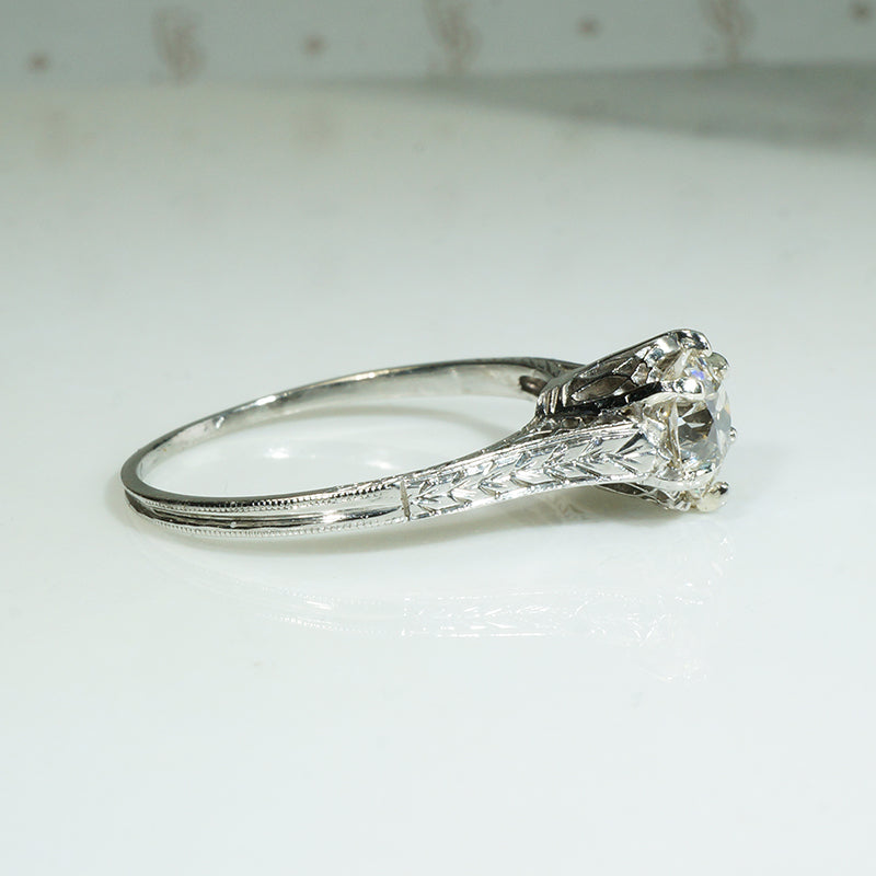 Enchanting Old European Cut Diamond in Platinum Solitaire