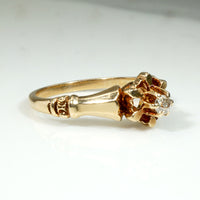 Faceted Flower Edwardian Diamond Solitaire Ring