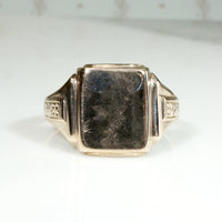 Handsome Gold Signet Ring with Engraved Shoulders