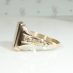 Handsome Gold Signet Ring with Engraved Shoulders