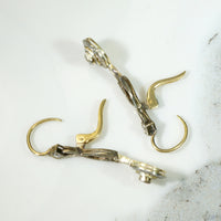 Delicate Deco Drop Earrings in Two-Tone Gold & Diamonds