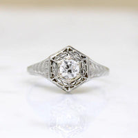 Exquisitely Worked Old European Cut Diamond Solitaire