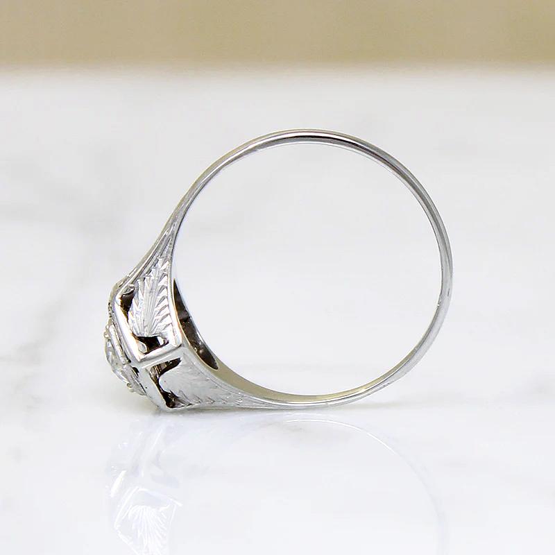 Exquisitely Worked Old European Cut Diamond Solitaire