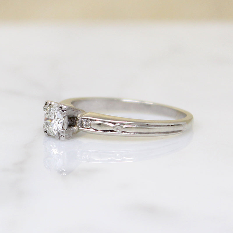 Diamond Solitaire Ring with Graceful Details