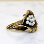 Whimsical Bird's Nest Ring in Gold & Pearl