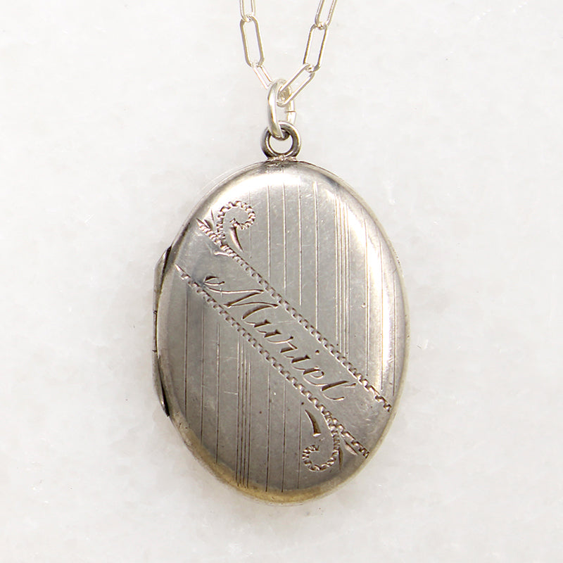 Muriel's Smart Sterling Silver Locket with Pinstripes