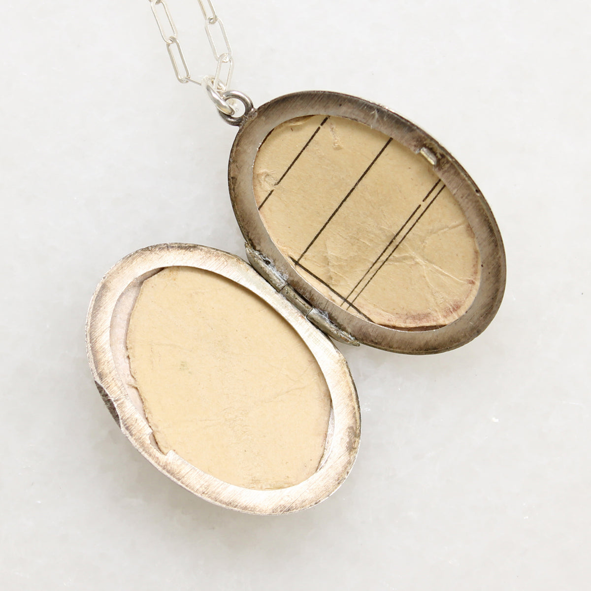 Muriel's Smart Sterling Silver Locket with Pinstripes