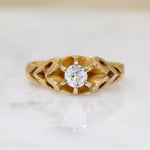 Edwardian Diamond Belcher Ring with Heart Motif