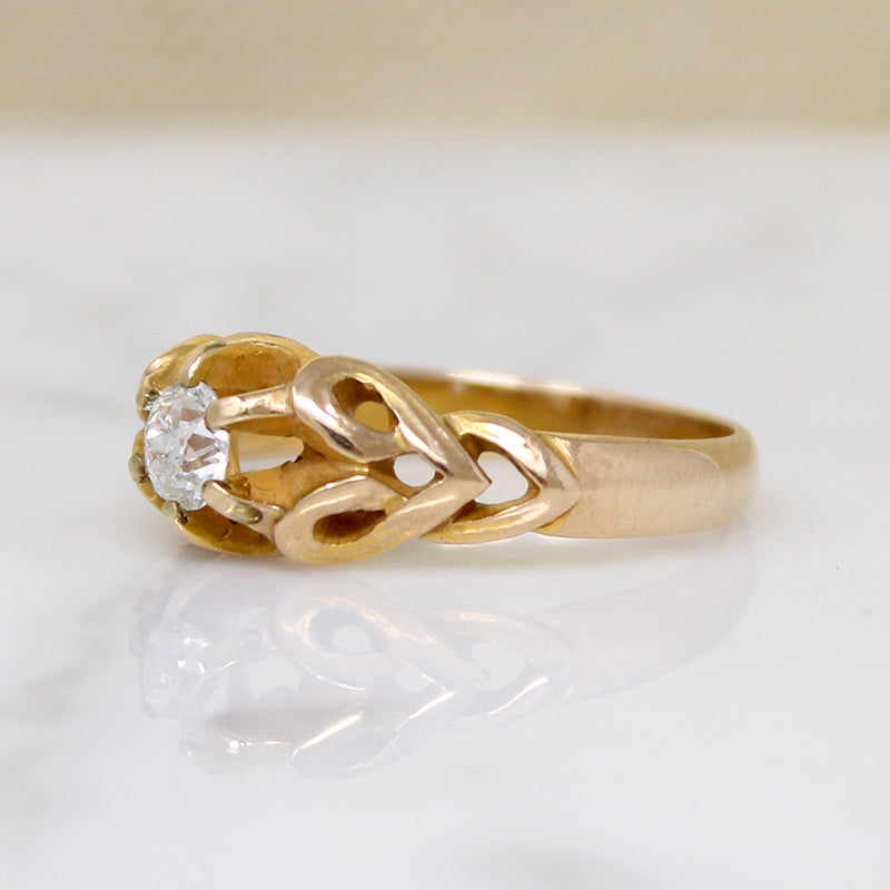 Edwardian Diamond Belcher Ring with Heart Motif