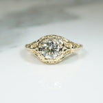 Yellow Gold Filigree Art Deco Diamond Engagement Ring