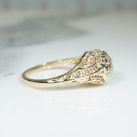 Yellow Gold Filigree Art Deco Diamond Engagement Ring
