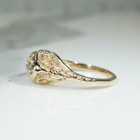 Yellow Gold Filigree Art Deco Diamond Engagement Ring