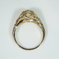 Yellow Gold Filigree Art Deco Diamond Engagement Ring