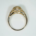 Yellow Gold Filigree Art Deco Diamond Engagement Ring
