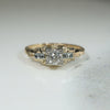 Striking Art Moderne Old Mine Cut Diamond Engagement Ring