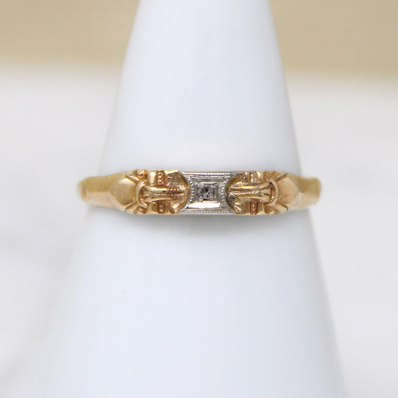 Engaging Two-Tone Buckle Band with Rose Cut Diamond