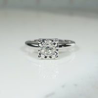 Simply Sparkly Old Mine Cut Diamond Solitaire Engagement Ring