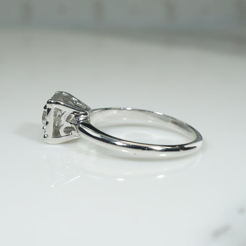 Simply Sparkly Old Mine Cut Diamond Solitaire Engagement Ring