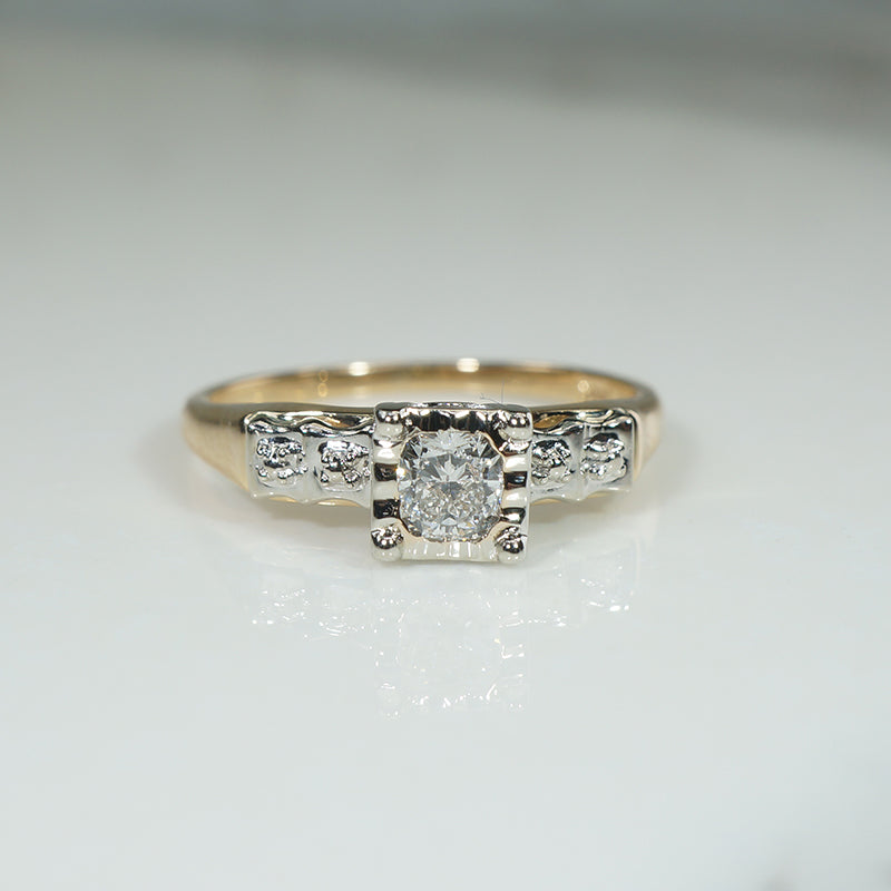Timeless Two-Tone Gold & Old Mine Cut Diamond Engagement Ring