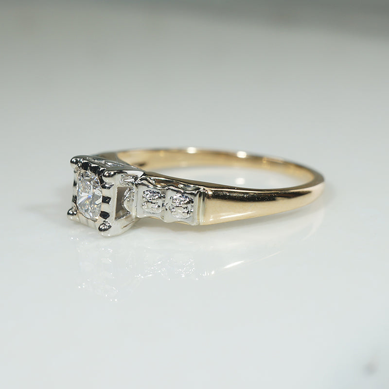 Timeless Two-Tone Gold & Old Mine Cut Diamond Engagement Ring