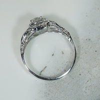 Jaunty 18k White Gold & Old Mine Cut Diamond Deco Engagement Ring