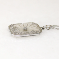 Exquisite Trellis Filigree Camphor Glass on Paperclip Chain