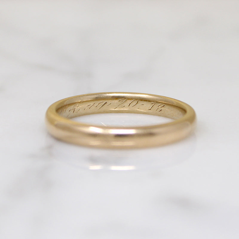 Half Round Comfort Fit Edwardian Gold Band Size 7.5