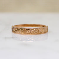 Russian Rose Gold Band with Raised Scrollwork Design