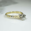 Old Mine Cut Diamond in Star & Flower Motif Solitaire Ring
