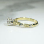 Old Mine Cut Diamond in Star & Flower Motif Solitaire Ring