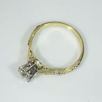 Old Mine Cut Diamond in Star & Flower Motif Solitaire Ring