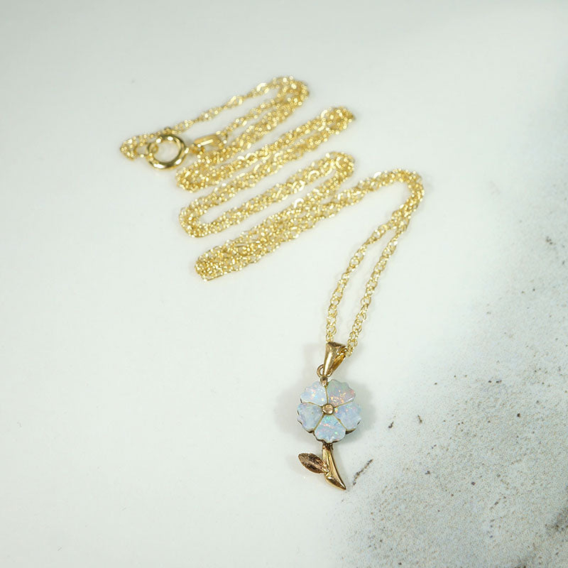 Darling Gold Flower Pendant with Opal Petals