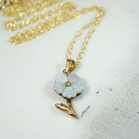 Darling Gold Flower Pendant with Opal Petals