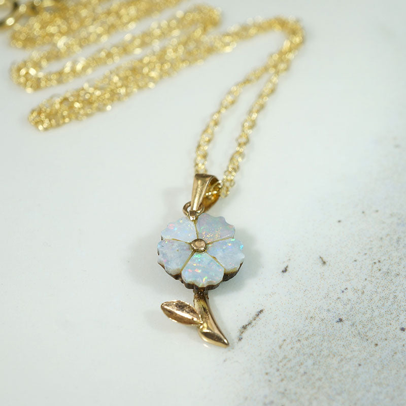Darling Gold Flower Pendant with Opal Petals