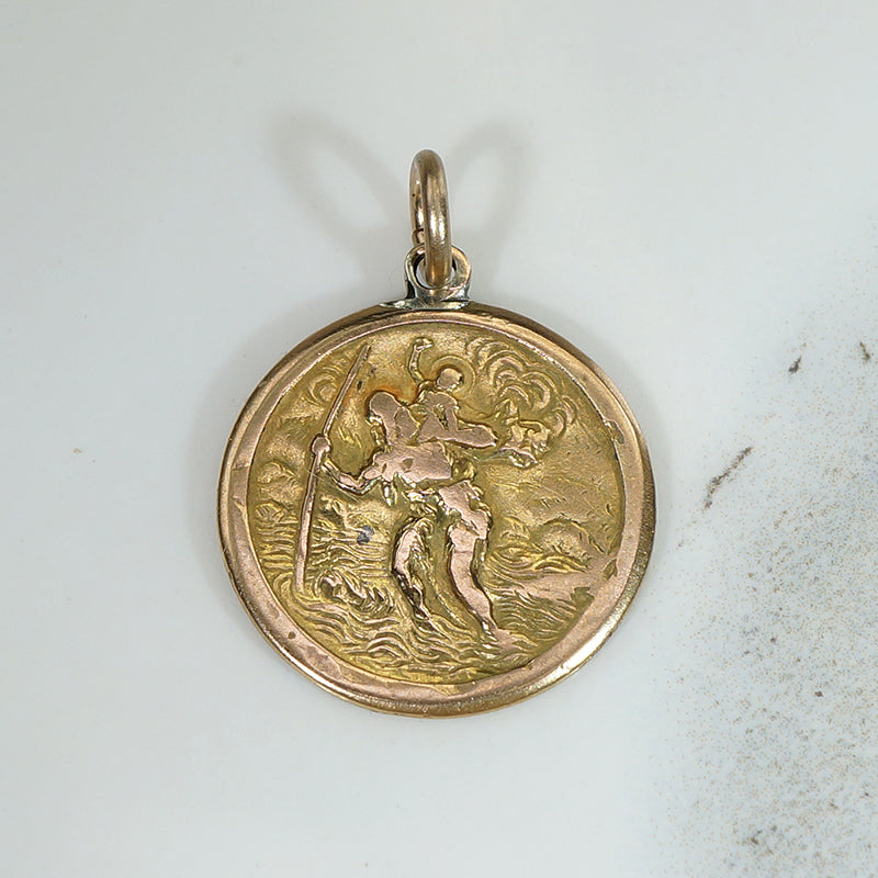 Softly Worn 18k Gold St. Christopher Medal