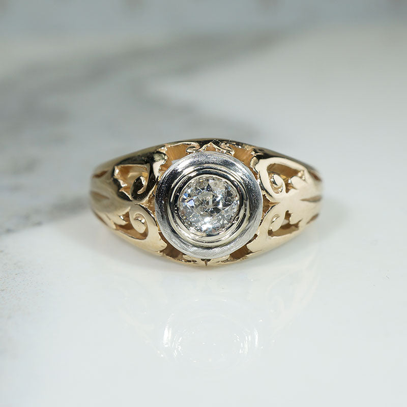 Opulent Art Nouveau Diamond Solitaire Ring