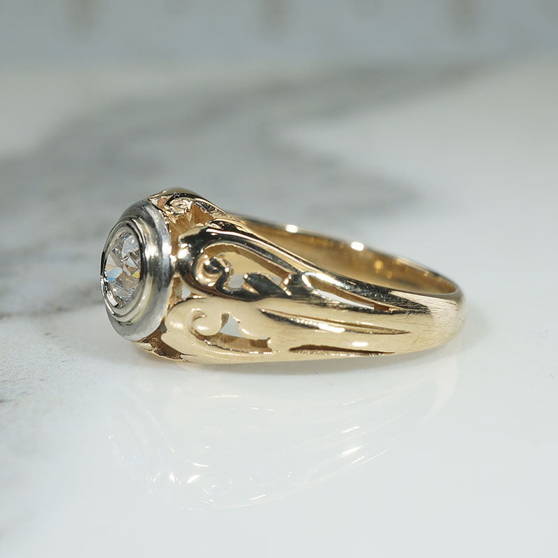 Opulent Art Nouveau Diamond Solitaire Ring