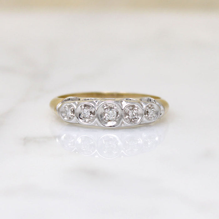 Cheerful Two-Tone Gold & Diamond New Old Stock Band