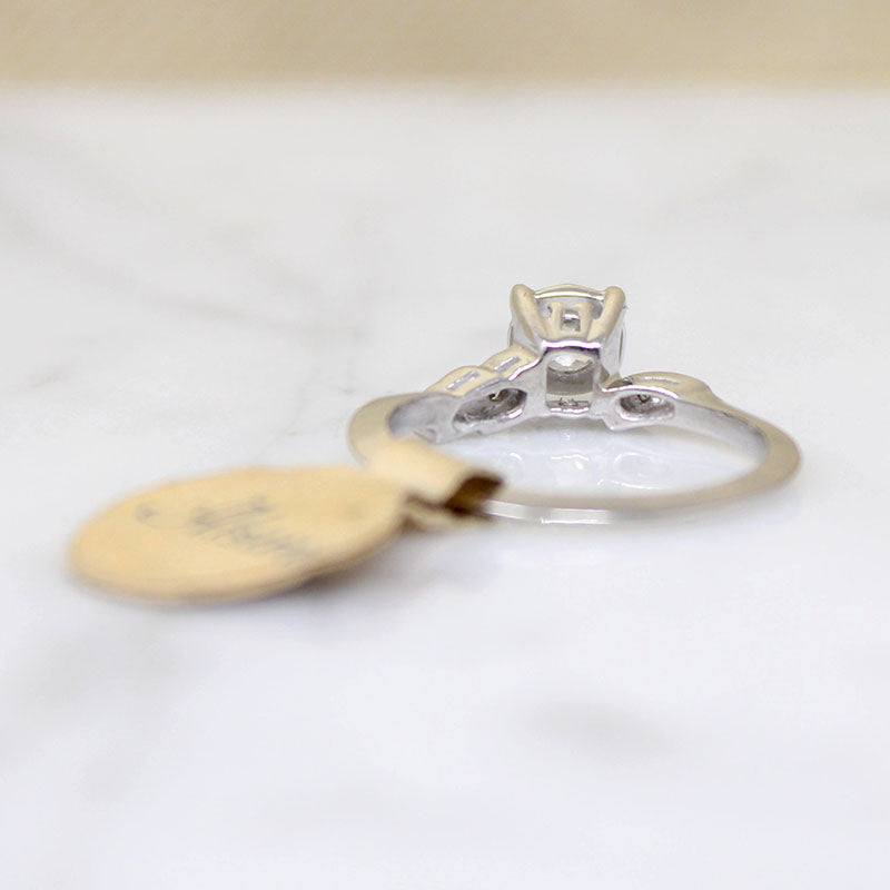 Asymmetric New Old Stock Old Mine Cut Diamond Engagement Ring
