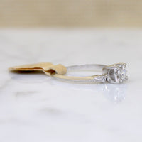 Asymmetric New Old Stock Old Mine Cut Diamond Engagement Ring