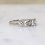 White Gold & Diamond Engagement Ring with Gold Accents